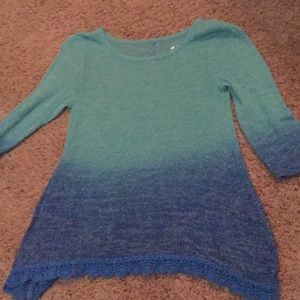 Long sleeve shirt-ombre-see through